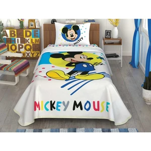 Lisanslı Disney Mickey Colour % 100 Pamuk Tek Kişilik Pike Takımı 100X200 cm Çarşaflı