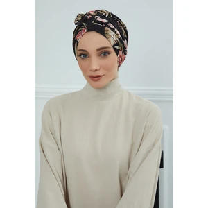 Aisha's Design Desenli Önden Fiyonklu Bone,desen 34,b-7yd
