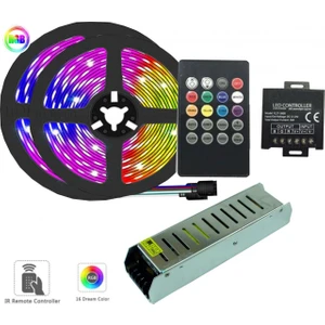 Rgb Şerit LED Seti + Ir Kumanda + Trafo 20 Metre