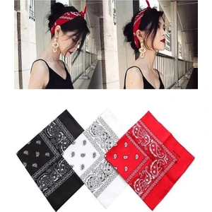 Desenli Bandana Çok Amaçlı Fular Şal Saç Bandı 3 Adet