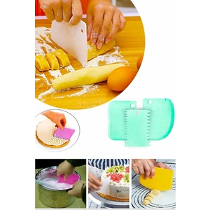 Pasta Hamur Şekillendirici Kesici Kazıyıcı Dekoratör Spatula Set 3 Parça