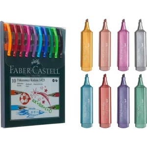 1425 Tükenmez Ailesi 10'lu + Faber-Castell Metalik Fosforlu Kalem 8 Adet