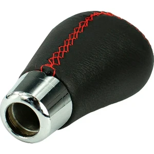 Oto Aksesuarcım Dikişli Deri Vites Topuzu Oval Siyah Kırmızı