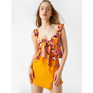 Çiçekli Önden Bağlamalı Bluz