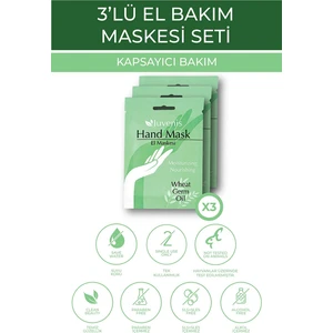 Kozmetik El Maskesi Seti Buğday Yağlı Nemlendirici ve Besleyici 3'lü Kapsayıcı El Bakım Seti