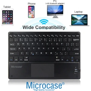 Tablet ve Telefonlar Için Şarjlı Touchpadli Türkçe Bluetooth Klavye 25 cm - AL2746 Siyah