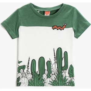 Tişört Baskılı Kısa Kollu Bisiklet Yaka Pamuklu