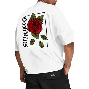 Oversize Rose Unisex Beyaz T-Shirt
