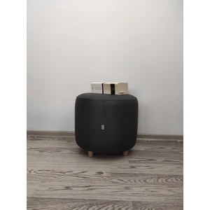 Ahşap Ayaklı Suni Deri Yuvarlak Puf