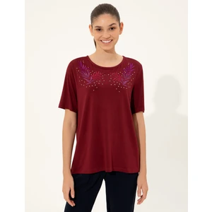 Pierre Cardin Kadın Bordo Tişört 50213652-VR014