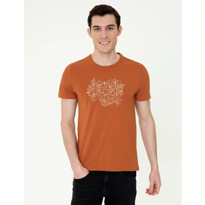 Pierre Cardin Erkek Kahverengi Slim Fit Bisiklet Yaka Tişört 50240518-VR191