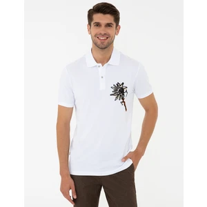 Pierre Cardin Erkek Beyaz Slim Fit Baskılı Polo Yaka Tişört 50238558-VR013