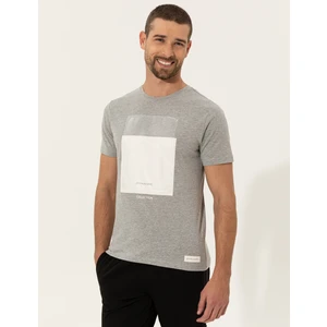 Pierre Cardin Erkek Gri Melanj Slim Fit Bisiklet Yaka Tişört 50249352-VR091