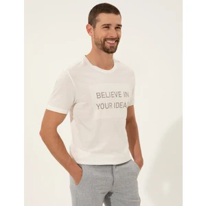 Pierre Cardin Erkek Ekru Slim Fit Bisiklet Yaka Tişört 50249350-VR019