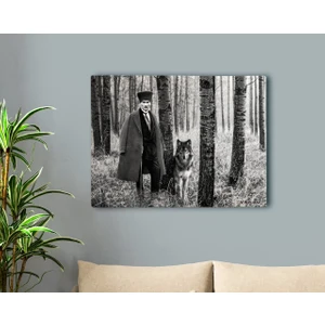Kişiye Özel Atatürk ve Kurt Tasarımlı Kanvas Tablo 50X70CM-1