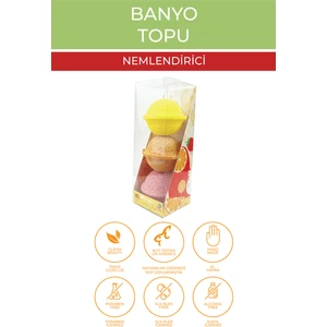 Kozmetik 3'lü Banyo Topları Seti Doğal Hindistan Cevizi Buğday Yağı ve E Vitaminli Banyo Bombaları 50 gr