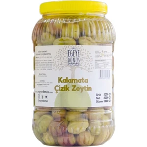 Egeye Dönüş Ev Yapımı Geleneksel Kalamata Iri Boy Yeşil Çizik Zeytin Palamut - 2 Kg. (Sadece Tuz ve Su Içerir)