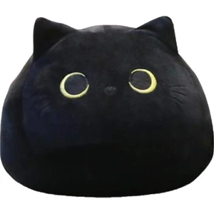 40 cm Sevimli Kedi Şeklinde Yumuşak Peluş Yastık - Siyah (Yurt Dışından)