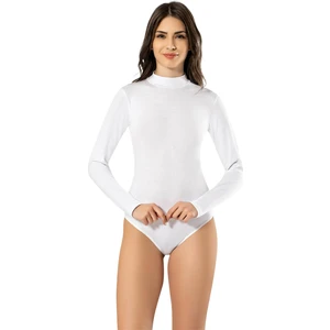 Kadın 2'li Yarım Balıkçı Yaka Uzun Kollu Çıtçıtlı Body 6181 | Beyaz