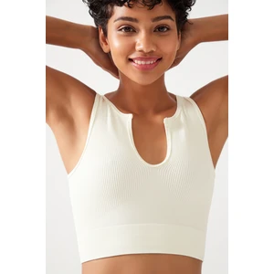 Los Ojos Kadın Ekru Askılı Fitilli Crop Top Büstiyer Scoop