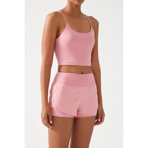 Los Ojos Kadın Pembe 2 Katmanlı Spor Şort - Şortlu Tayt 2in1