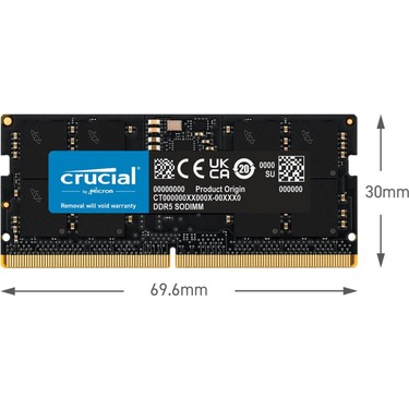 Crucial 8gb Ddr5 4800 Sodımm CL40 (16GBIT) CT8G48C40S5 Fiyatı