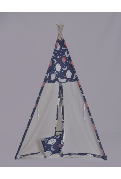 Altev Büyük Boy Ahşap Çoçuk Çadırı Kızılderili Çadırı Oyun Evi Oyun Kamp Çadırı Minderli Devrilmez Toplanmaz