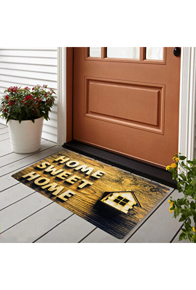 İpekyün Halı Kapı Önü Iç ve Dış Paspası Dekoratif Çok Amaçlı Kullanma Için Uygun Home Sweet Home 45 x 70 Cm