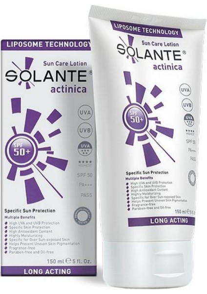 Actinica Sun Care Lotion Spf 50+ 150 ml Çok Hassas Ciltler Güneş Losyonu