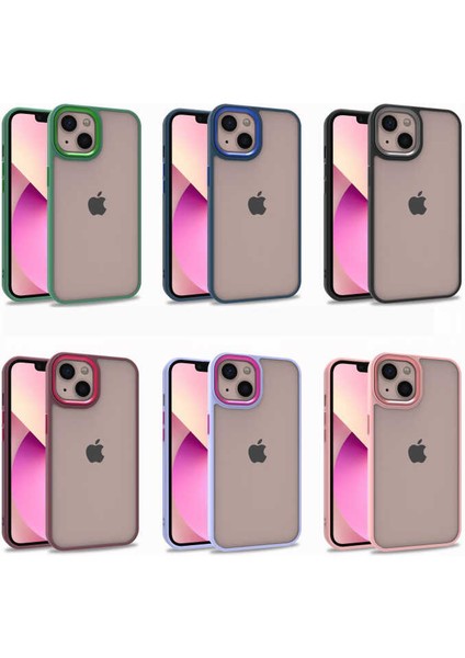 Caseart Apple iPhone 13 Kapak Metal Kamera Korumalı Arkası Şeffaf Silikon Kılıf - Siyah