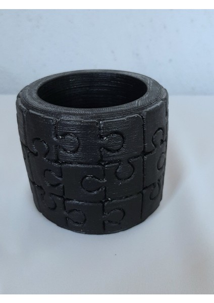 Puzell Beton Saksı 2'li Set Mini Kaktüs Saksı Mini Sukulent Saksı Siyah Sukulent Çiçekli Gönderim