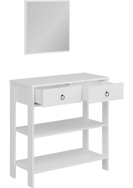 Luke Modern Dekoratif Aynalı 2 Çekmeceli 2 Raflı Dresuar Beyaz fırsatları