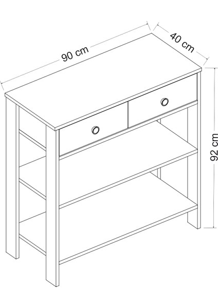 Dekrosso Luke Modern Dekoratif 2 Çekmeceli 2 Raflı Dresuar Beyaz