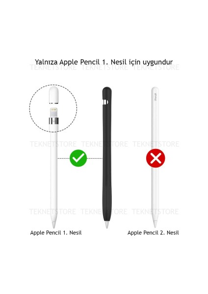 Apple Pencıl 1. Nesil Silikon Koruyucu Kılıf Siyah