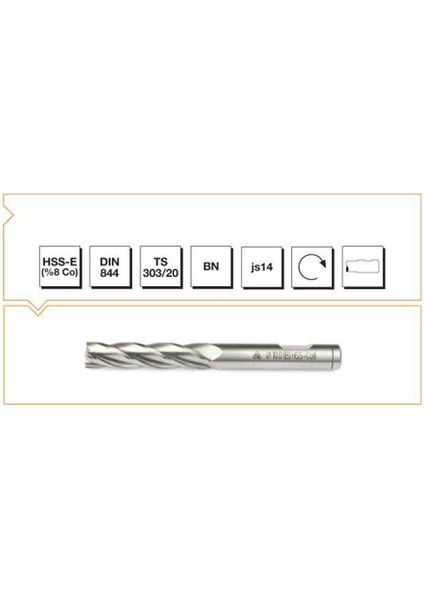 4 Mm DIN844 Hss Kısa Parmak Freze Mte