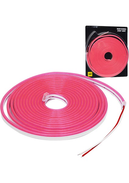 Superb 12 Volt Neon Şerit LED Pembe Işık Aydınlatma 10 Metre