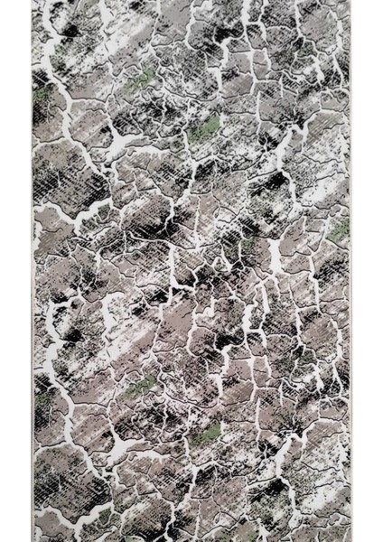 Yıkanabilir Kaymaz Taban Desen 404 Gri Yesil Kesme Yolluk Halı 120 x 125 cm