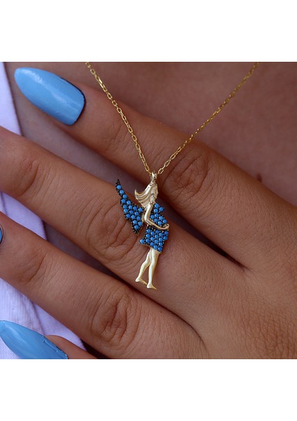 Turkuaz Taşlı Hamile Kadın Gümüş Kolye fiyatları