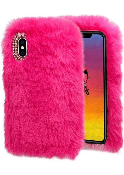 Huawei Nova 9 Kılıf Peluş Tüylü Swarovski Taşlı Pofuduk Silikon Tpu Kapak