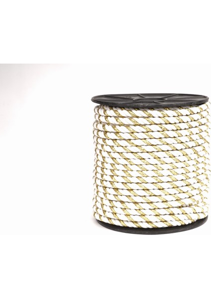 Polyester Kordon İp 10mm 50metre- Altın Sim / Beyaz