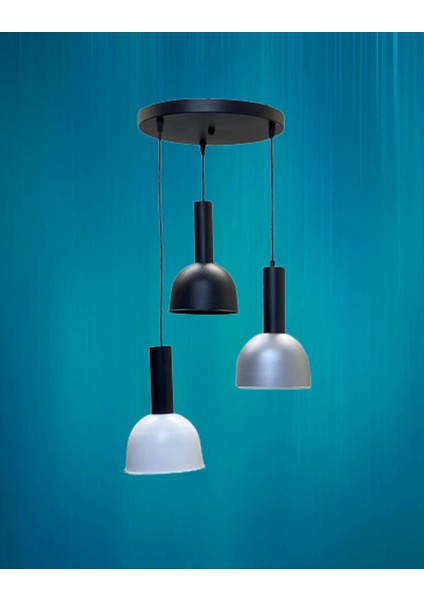 Lizie Retro Metal Dekoratif 3 Lü Modern Rustik Sarkıt Avize Çap:30 cm