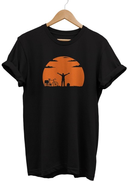 Bisiklet Özgürlüktür Baskılı Pamuk Oversize T-Shirt Büyük Beden Tişört