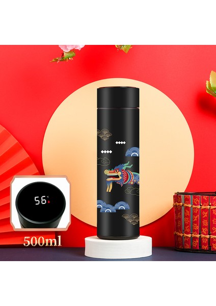 Paslanmaz Çelik Yalıtım Kupası LED Sıcaklık Ekran Akıllı Termos Su Kupası 500ML(Yurt Dışından)