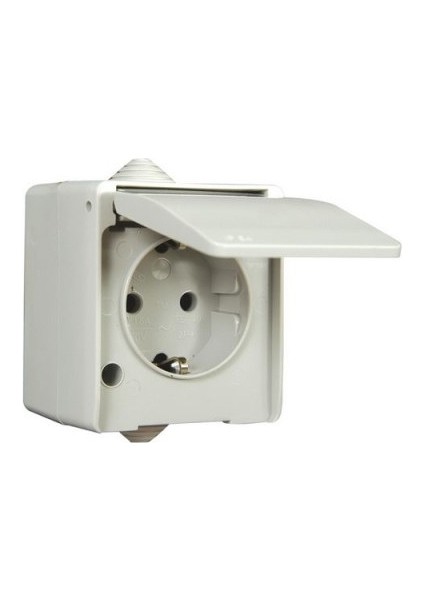 Nemliyer Kapaklı Topraklı Priz Gri