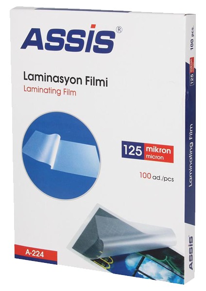 A-224 Laminasyon Filmi A4 125 Micron Şeffaf 100'LÜ Paket