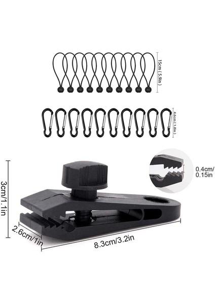 Szykd Çadır Klipsi 10 Klip+10 Beyaz Nokta Halat+10 Siyah Pp Hızlı Asma (Yurt Dışından)