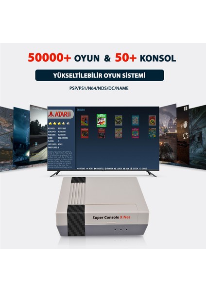 Super Konsol x Nes 64GB Kablosuz Çift Joystick 50+ Oyun Konsolu ve 50.000+ Oyun