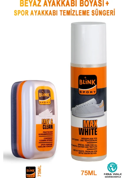 Blink Sport Max White Beyaz Renkli Spor, Deri ve Kumaş Ayakkabı Boyası 75 Ml+Temizleme Süngeri