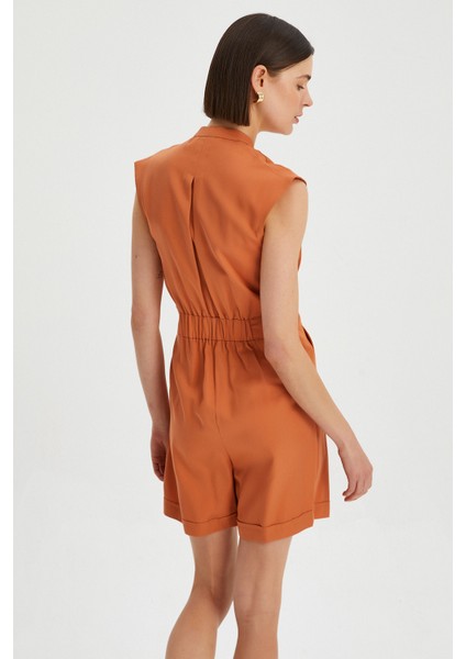 Kadın Düğme Detay Hakim Yaka Tulum indirimleri