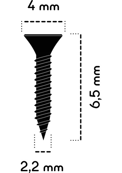 100 ADET 6,5 MM MİNİ HOBİ VİDASI SİYAH